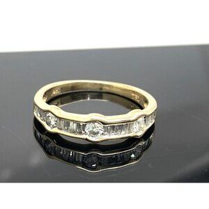 Women's Wedding Band 14k Yellow Gold Ring Diamond 0.50ctw Estate Size 7